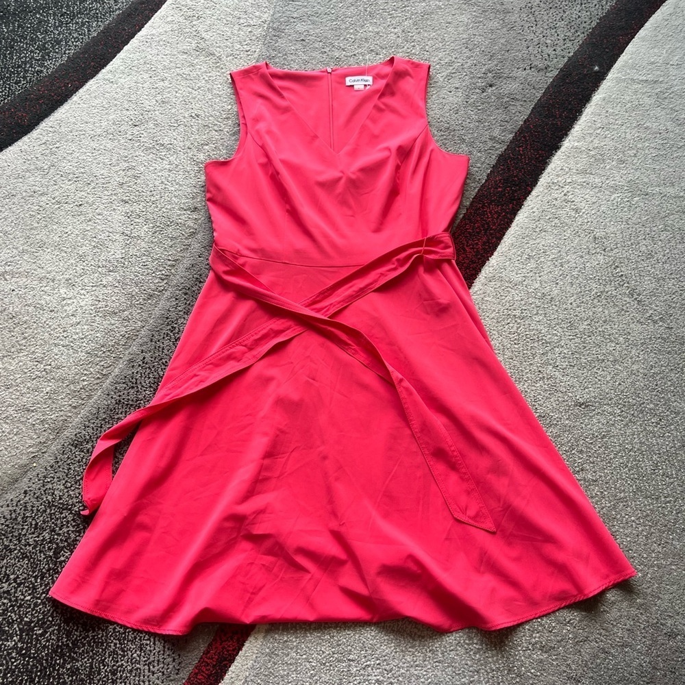 Calvin Klein Salmon Belted Shift Dress